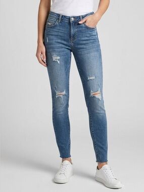 KanCan Distressed Skinny High Waisted Jeans Raw Hem Distressed Women's Size 27